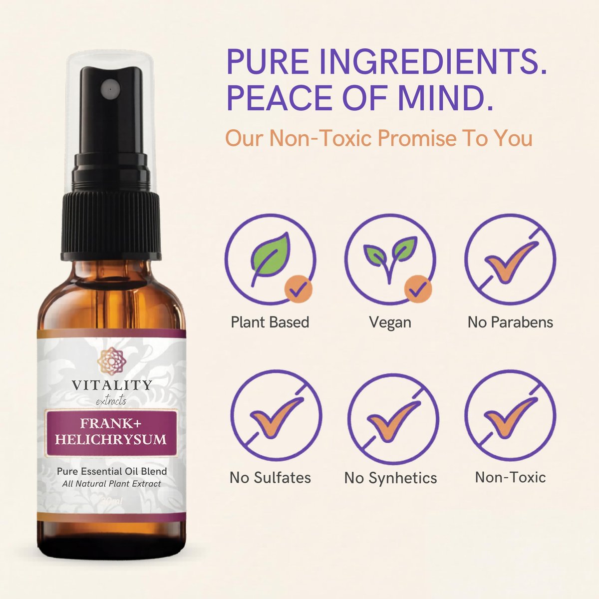 Vitality Extracts Frank+ Helichrysum Ätherisches Öl Blend - 30ml Sprühflasche, Weihrauch Boswellia Serrata, Aromatherapie, Sanfte Haut, Linderung von Alltagsbeschwerden und Schmerzen, Natürlich