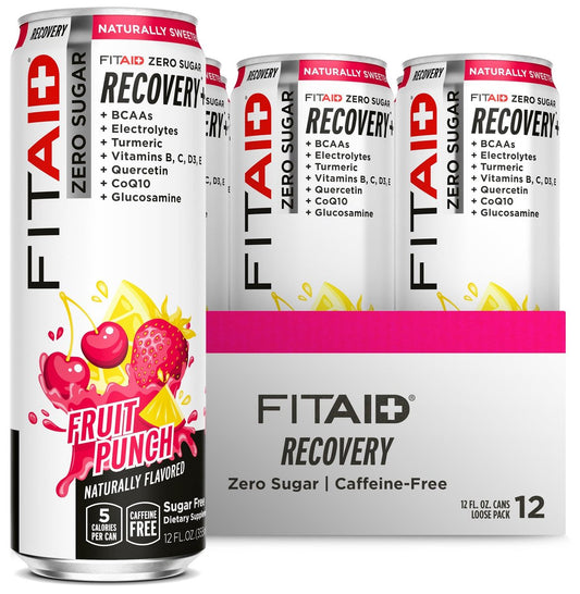 LifeAid Fitaid Erholungsgetränk, Fruit Punch, Zuckerfrei, Vegan, Koscher, Keto-freundlich, Glutenfrei, 12 Flüssigunzen (Packung mit 12) - Verpackung kann variieren
