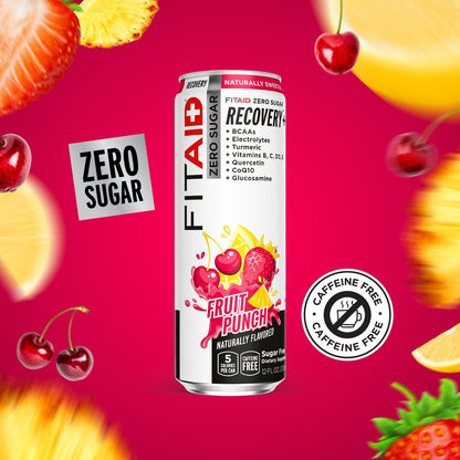 LifeAid Fitaid Erholungsgetränk, Fruit Punch, Zuckerfrei, Vegan, Koscher, Keto-freundlich, Glutenfrei, 12 Flüssigunzen (Packung mit 12) - Verpackung kann variieren