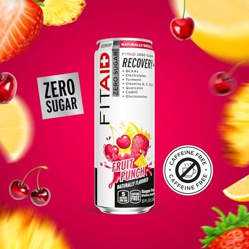 LifeAid Fitaid Erholungsgetränk, Fruit Punch, Zuckerfrei, Vegan, Koscher, Keto-freundlich, Glutenfrei, 12 Flüssigunzen (Packung mit 12) - Verpackung kann variieren