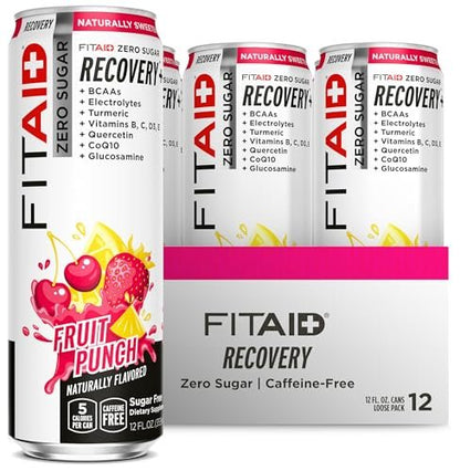 LifeAid Fitaid Erholungsgetränk, Fruit Punch, Zuckerfrei, Vegan, Koscher, Keto-freundlich, Glutenfrei, 12 Flüssigunzen (Packung mit 12) - Verpackung kann variieren