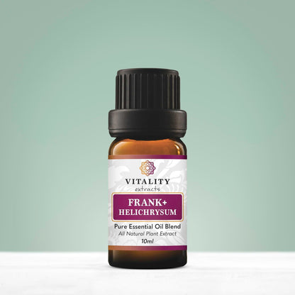 Vitality Extracts Frank+ Helichrysum Ätherisches Öl Blend - 10ml, Weihrauch Boswellia Serrata, Aromatherapie, Sanfte Haut, Linderung von Alltagsbeschwerden und Schmerzen, Natürlich