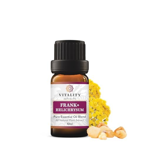Vitality Extracts Frank+ Helichrysum Ätherisches Öl Blend - 10ml, Weihrauch Boswellia Serrata, Aromatherapie, Sanfte Haut, Linderung von Alltagsbeschwerden und Schmerzen, Natürlich