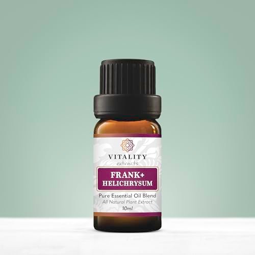 Vitality Extracts Frank+ Helichrysum Ätherisches Öl Blend - 10ml, Weihrauch Boswellia Serrata, Aromatherapie, Sanfte Haut, Linderung von Alltagsbeschwerden und Schmerzen, Natürlich