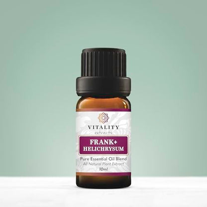 Vitality Extracts Frank+ Helichrysum Ätherisches Öl Blend - 10ml, Weihrauch Boswellia Serrata, Aromatherapie, Sanfte Haut, Linderung von Alltagsbeschwerden und Schmerzen, Natürlich