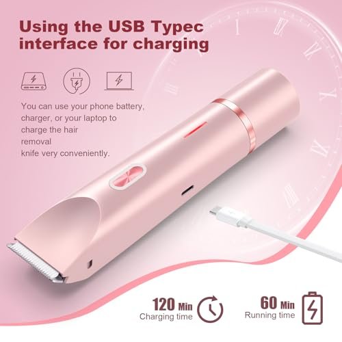 CheckSimple 2025 Bikini Trimmer für Frauen, Dermave Bikini Rasierer, 2-in-1 Elektrorasierer für Frauen (Pink)