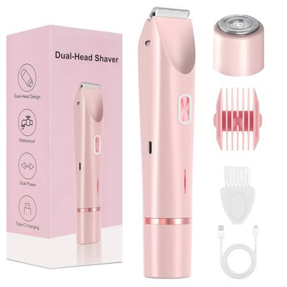 CheckSimple 2025 Bikini Trimmer für Frauen, Dermave Bikini Rasierer, 2-in-1 Elektrorasierer für Frauen (Pink)