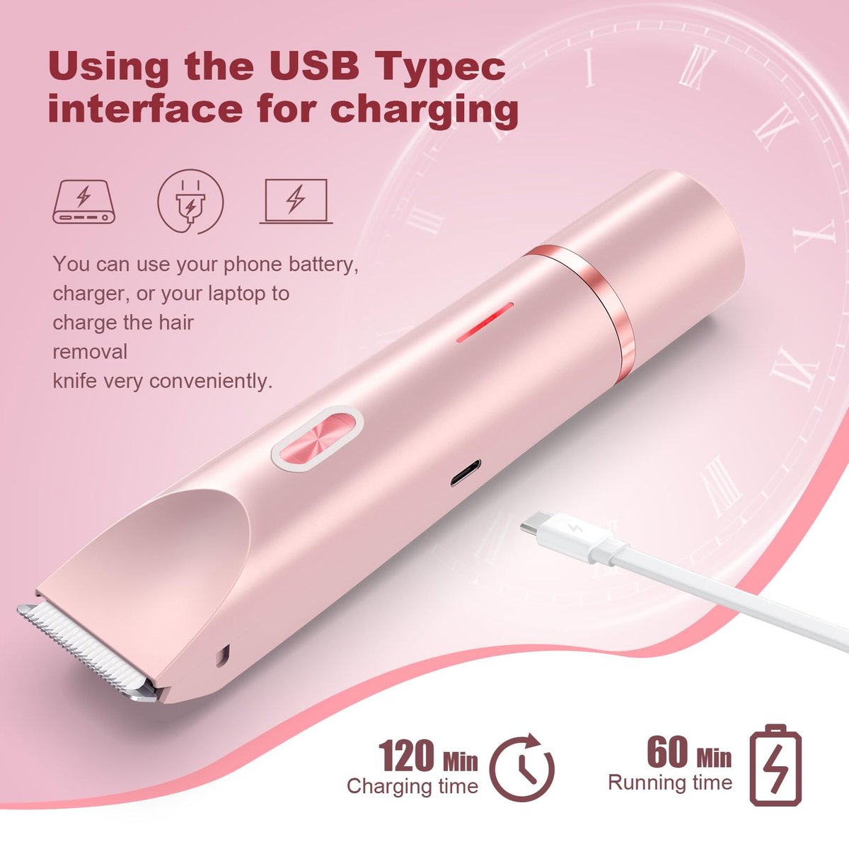 CheckSimple 2025 Bikini Trimmer für Frauen, Dermave Bikini Rasierer, 2-in-1 Elektrorasierer für Frauen (Pink)