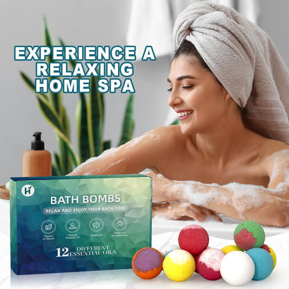 Badebomben Geburtstagsgeschenke für Frauen & Männer Set, 12er Pack Handgemachte Natürliche Bio Badebomben mit Sheabutter, Geschenkkorb für Muttertag Geschenke für Mama, Spa Entspannung Selbstpflege, Lehrer Wertschätzung Geschenke