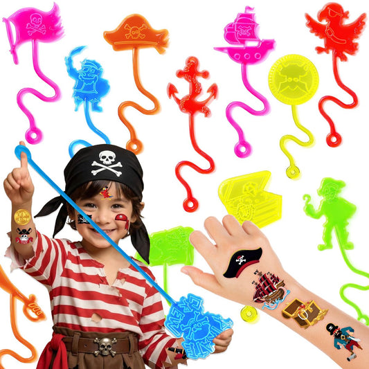 48 Piraten-Partygeschenke für Kinder – 24 temporäre Tattoos & 24 Klebehände – perfekt für Geburtstagsfeiern, Goodie Bags, Schatzkisten-Spielzeug, Klassenpreise und Schülergeschenke