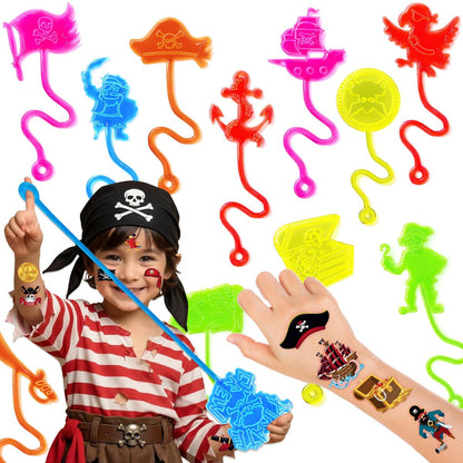 48 Piraten-Partygeschenke für Kinder – 24 temporäre Tattoos & 24 Klebehände – perfekt für Geburtstagsfeiern, Goodie Bags, Schatzkisten-Spielzeug, Klassenpreise und Schülergeschenke