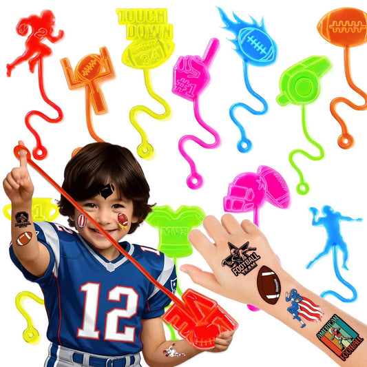48er Set Fußball Partygeschenke – 24 temporäre Tattoos & 24 Sticky Hände – Perfekt für Geburtstagsfeiern, Goodie Bags, Schatzkisten, Klassenzimmerpreise und Schülergeschenke
