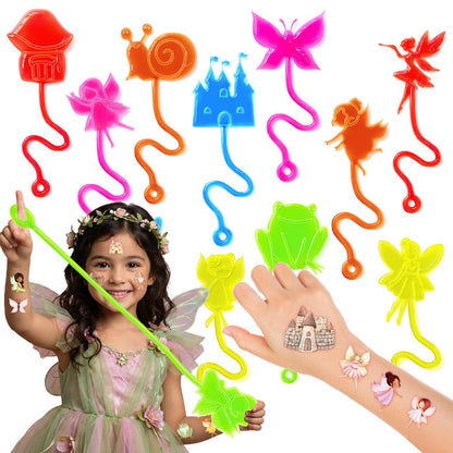 48-teiliges Feen-Party-Set: 24 Feen-Tattoos & 24 Feen-Stickhände – Perfekte Geburtstagsgeschenke, Goodie-Bag-Füller, Schatzbox-Spielzeug, Klassenpreise und Geschenke für Schüler