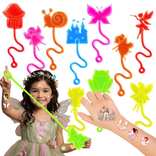 48-teiliges Feen-Party-Set: 24 Feen-Tattoos & 24 Feen-Stickhände – Perfekte Geburtstagsgeschenke, Goodie-Bag-Füller, Schatzbox-Spielzeug, Klassenpreise und Geschenke für Schüler