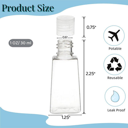 YIMITEE 100er-Pack 1 OZ Reiseflaschen aus Plastik, mit Klappdeckel, nachfüllbare Toilettenartikelflaschen, kleine Handdesinfektionsflaschen, Squeeze-Probenbehälter für Shampoo, Lotion, Flüssigseife, Creme