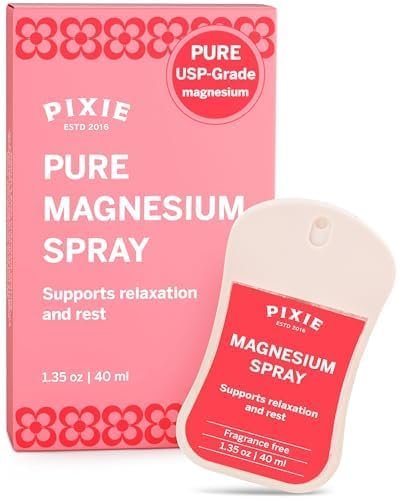 Pixie Pure Magnesium Spray 1,35 oz – USP-Qualität – Schnell einziehende topische Linderung bei Muskelschmerzen, Schlaf & Menstruationsbeschwerden – Reisegröße & ungiftig für die Intimpflege