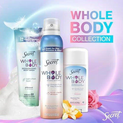 Secret Feminine Intimwaschgel, 24h Deodorierende Duschcreme für Frauen, Beseitigt 6 Ursachen von Geruch, pH-hautneutral, Überall anwendbar, Lilie & Wasserlilie Duft, 240 ml