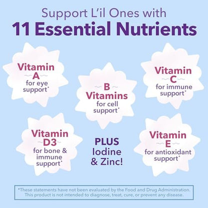 L'il Critters Gefrorene Tägliche Kinder-Multivitamin-Gummis mit gemischten Beerengeschmacksrichtungen für Kleinkinder und Kinder ab 2 Jahren, Disney Multivitamin-Gummis mit 11 essenziellen Nährstoffen, 95-190 Tagesvorrat, 190 Stück