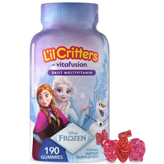 L'il Critters Gefrorene Tägliche Kinder-Multivitamin-Gummis mit gemischten Beerengeschmacksrichtungen für Kleinkinder und Kinder ab 2 Jahren, Disney Multivitamin-Gummis mit 11 essenziellen Nährstoffen, 95-190 Tagesvorrat, 190 Stück