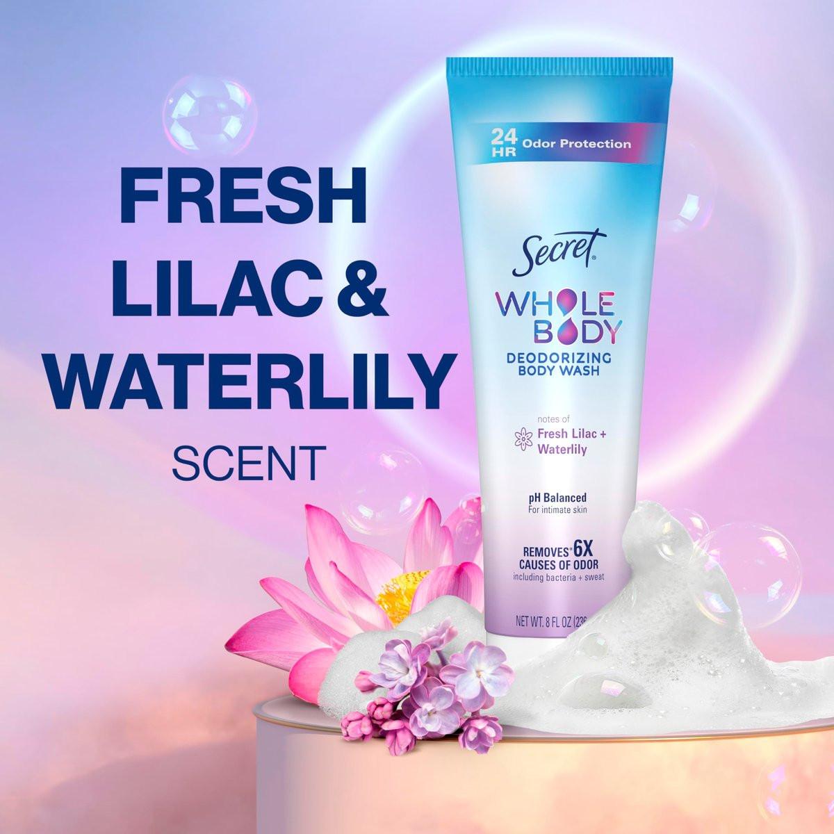 Secret Feminine Intimwaschgel, 24h Deodorierende Duschcreme für Frauen, Beseitigt 6 Ursachen von Geruch, pH-hautneutral, Überall anwendbar, Lilie & Wasserlilie Duft, 240 ml