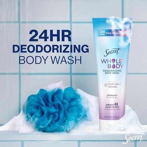 Secret Feminine Intimwaschgel, 24h Deodorierende Duschcreme für Frauen, Beseitigt 6 Ursachen von Geruch, pH-hautneutral, Überall anwendbar, Lilie & Wasserlilie Duft, 240 ml