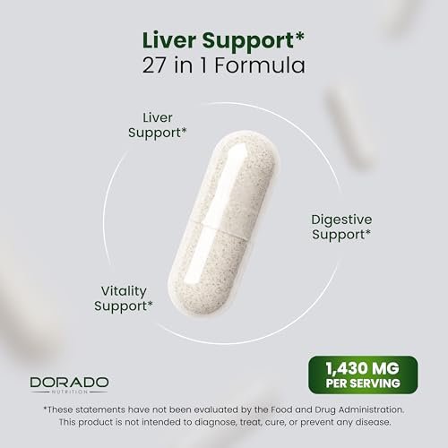Leberreinigung Detox & Reparatur (27-in-1 Formel mit Mariendistel, Löwenzahnwurzel, Kurkuma, Artischockenextrakt & mehr) – Leberunterstützung für Erwachsene, Vegan – 60 Kapseln