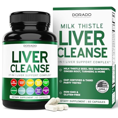 Leberreinigung Detox & Reparatur (27-in-1 Formel mit Mariendistel, Löwenzahnwurzel, Kurkuma, Artischockenextrakt & mehr) – Leberunterstützung für Erwachsene, Vegan – 60 Kapseln