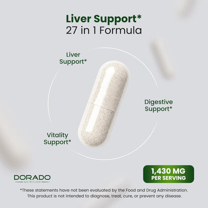 Leberreinigung Detox & Reparatur (27-in-1 Formel mit Mariendistel, Löwenzahnwurzel, Kurkuma, Artischockenextrakt & mehr) – Leberunterstützung für Erwachsene, Vegan – 60 Kapseln