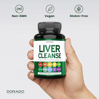 Leberreinigung Detox & Reparatur (27-in-1 Formel mit Mariendistel, Löwenzahnwurzel, Kurkuma, Artischockenextrakt & mehr) – Leberunterstützung für Erwachsene, Vegan – 60 Kapseln