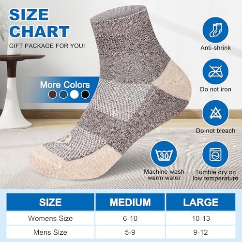 NOLUNT Diabetikersocken für Herren, 4 Paar Knöchel-Diabetiker-Neuropathie-Socken für Herren 9-12 10-13 (Dunkelblau+Weiß+Coffee+Schwarz-Large)