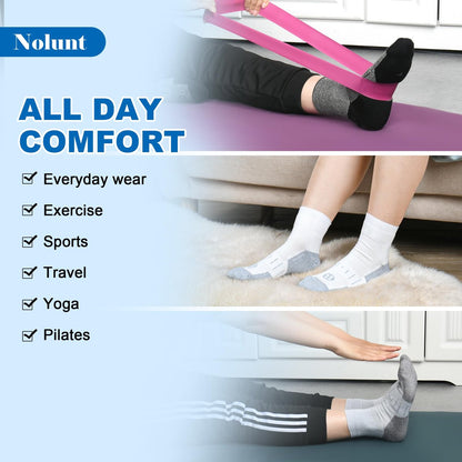 NOLUNT Diabetikersocken für Herren, 4 Paar, nicht einschnürend, Knöchelsocken, Größe 9-12/10-13 (Weiß+Grau+Gelblich-Cyan+Schwarz, groß)