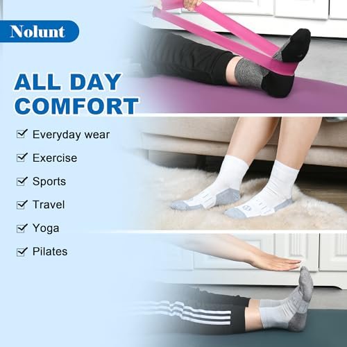 NOLUNT Diabetikersocken für Herren, 4 Paar, nicht einschnürend, Knöchelsocken, Größe 9-12/10-13 (Weiß+Grau+Gelblich-Cyan+Schwarz, groß)