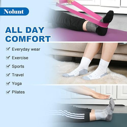 NOLUNT Diabetikersocken für Herren, 4 Paar, nicht einschnürend, Knöchelsocken, Größe 9-12/10-13 (Weiß+Grau+Gelblich-Cyan+Schwarz, groß)