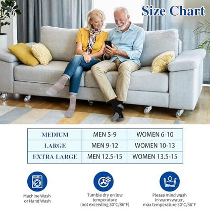 Nonlut Diabetikersocken für Herren, 6 Paar Knöchel-Diabetik-Socken für Männer, Herren 9-12 10-13 (Schwarz, Large)