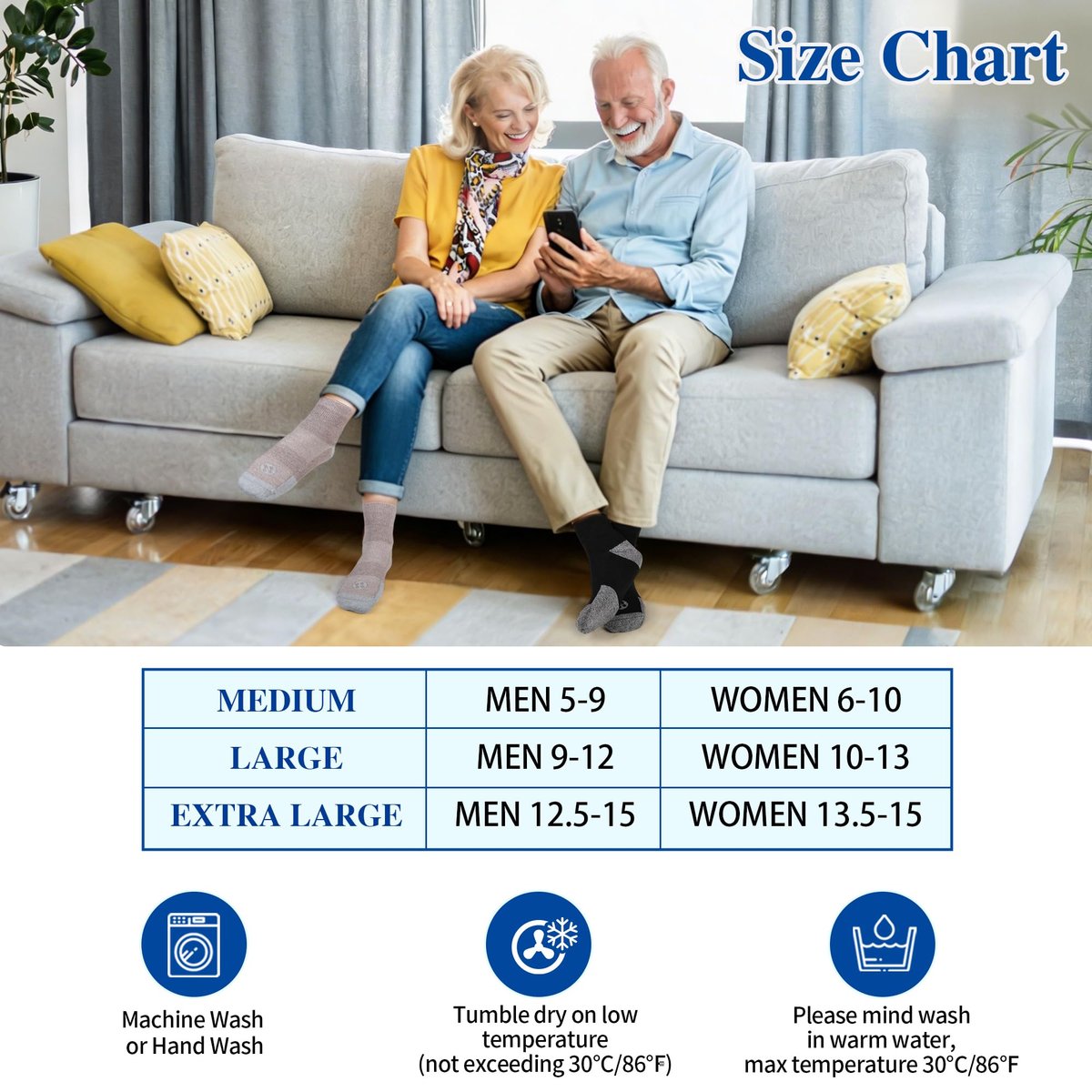 Nonlut Diabetikersocken für Herren, 6 Paar Knöchel-Diabetik-Socken für Männer, Herren 9-12 10-13 (Schwarz, Large)