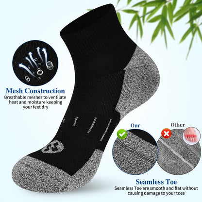 Nonlut Diabetikersocken für Herren, 6 Paar Knöchel-Diabetik-Socken für Männer, Herren 9-12 10-13 (Schwarz, Large)