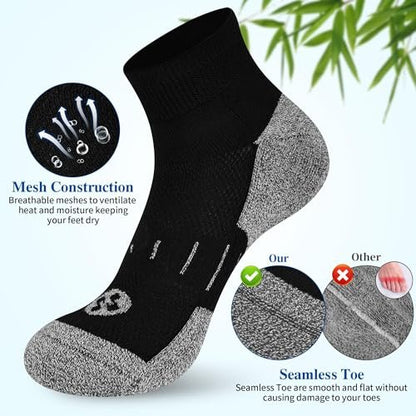 Nonlut Diabetikersocken für Herren, 6 Paar Knöchel-Diabetik-Socken für Männer, Herren 9-12 10-13 (Schwarz, Large)