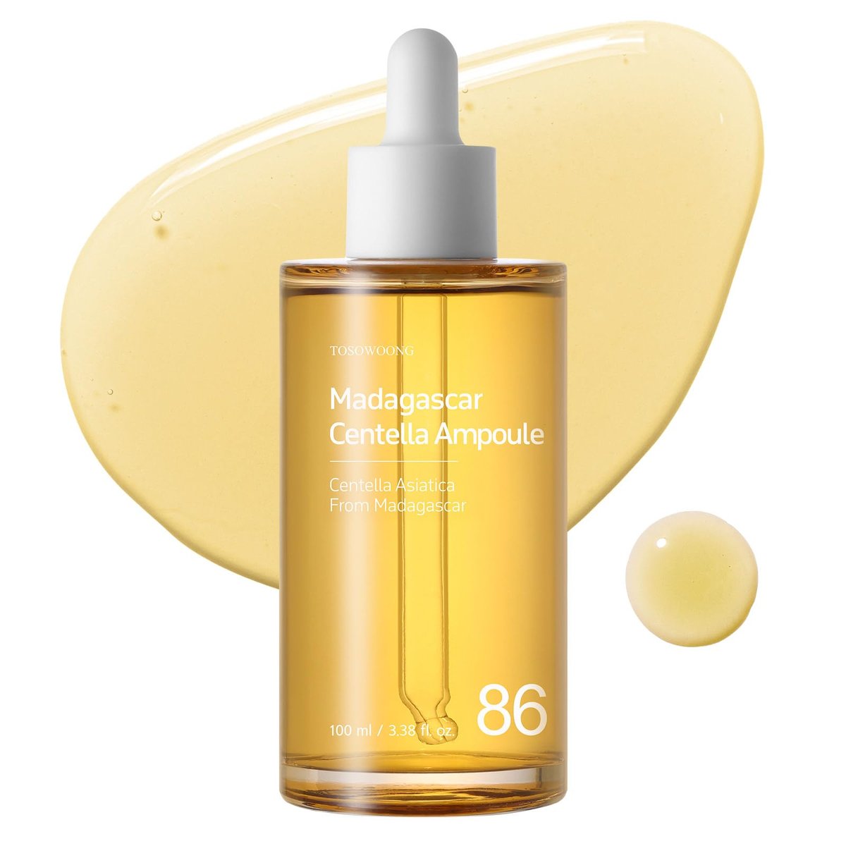 TOSOWOONG Madagascar Centella 86% Ampulle mit 860.048 ppm Centella Asiatica – Beruhigendes Gesichtsserum für alle Hauttypen, 100 ml