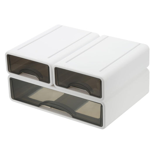 PATIKIL Kleine Stapelbare Schubladen Aufbewahrung, 3er Set, Weiß – Mini Schreibtisch Organizer für Make-up, Büro, Bad
