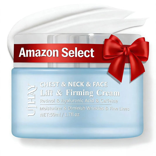 UJhay Retinol Neck Cream mit Hyaluronsäure und Koffein – Straffende Halscreme gegen feine Linien & Fältchen – 3-in-1 Feuchtigkeitscreme für Hals, Dekolleté und Gesicht (50 ml / 1,7 oz)
