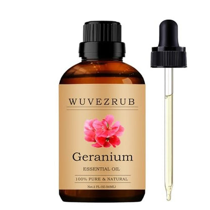 Wuvezrub Geranium Bio-Öl 60 ml – Reines ätherisches Geranienöl für Aromatherapie-Diffuser