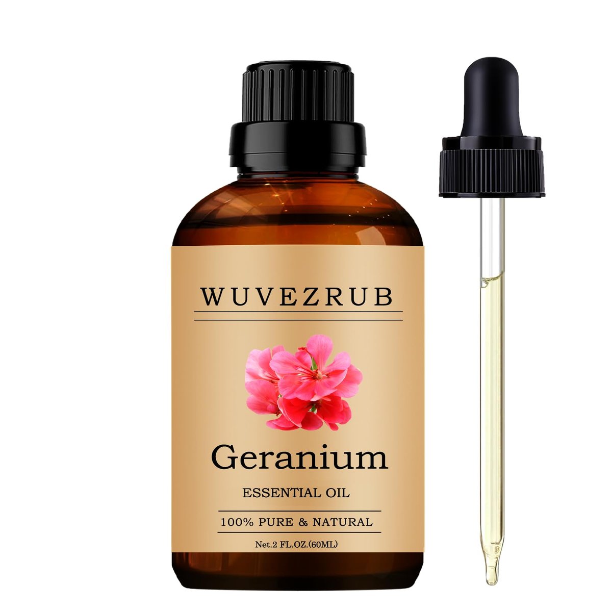 Wuvezrub Geranium Bio-Öl 60 ml – Reines ätherisches Geranienöl für Aromatherapie-Diffuser