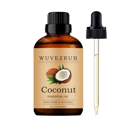 Wuvezrub Kokosnuss ätherisches Öl 60 ml – Reines Kokosöl für Aromatherapie-Diffuser, 2 Fl Oz