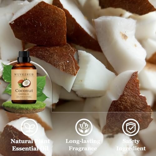 Wuvezrub Kokosnuss ätherisches Öl 60 ml – Reines Kokosöl für Aromatherapie-Diffuser, 2 Fl Oz