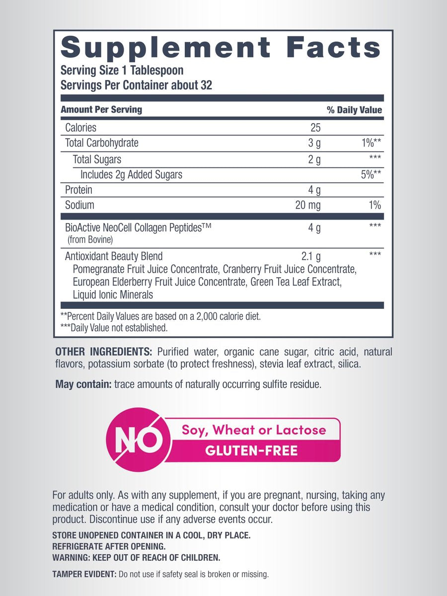 NeoCell Advanced Liquid Collagen 4000 mg – Granatapfel & Fruchtsaftkonzentrat für Frauen und Männer – 473 ml