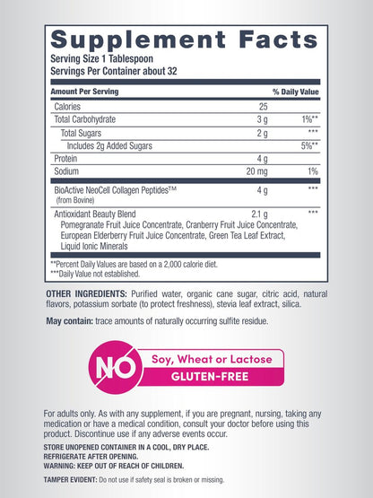 NeoCell Advanced Liquid Collagen 4000 mg – Granatapfel & Fruchtsaftkonzentrat für Frauen und Männer – 473 ml