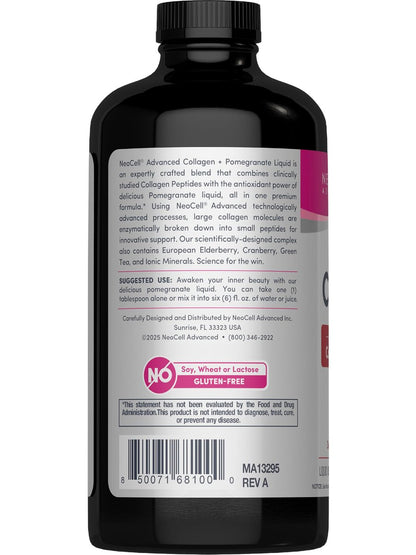 NeoCell Advanced Liquid Collagen 4000 mg – Granatapfel & Fruchtsaftkonzentrat für Frauen und Männer – 473 ml