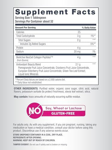 NeoCell Advanced Liquid Collagen 4000 mg – Granatapfel & Fruchtsaftkonzentrat für Frauen und Männer – 473 ml