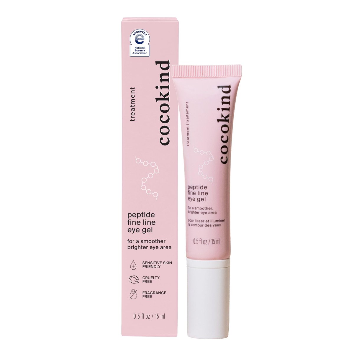 Cocokind Peptide Eye Gel – Leichte & feuchtigkeitsspendende Augenpflege gegen Fältchen, für empfindliche Haut, ohne Duftstoffe, tierversuchsfrei, vegan, 15 ml