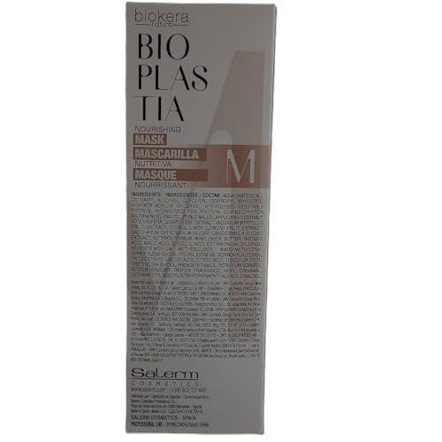 SALERM Nährende Haarmaske – Biokera Bioplastia – 200 ml – Veganes Keratin und Mankett-Samenöl – Stellt wieder her und schützt – Stärkeres und elastischeres Haar – Anti-Frizz